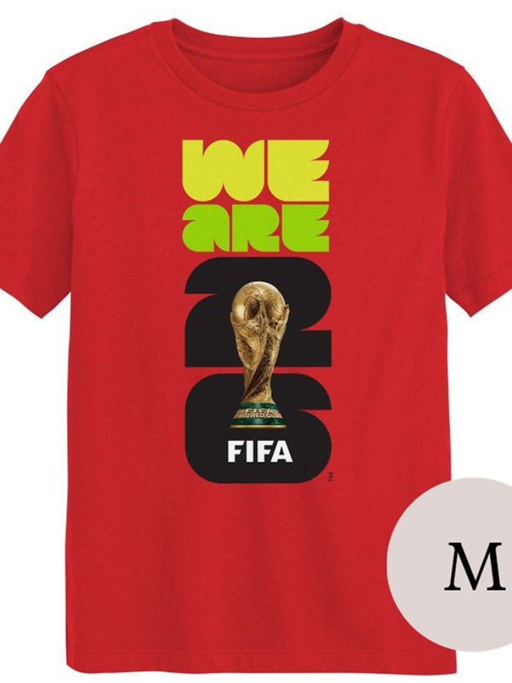 NWT FIFA World Cup 2026 Adults Trophy Red T-Shirt, Size Medium Red
